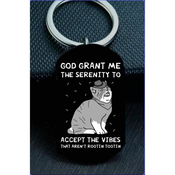 God Send Me Serenity Vibe Kitty Cat Hot Animal Stainless Keychain - Picture 1 of 1